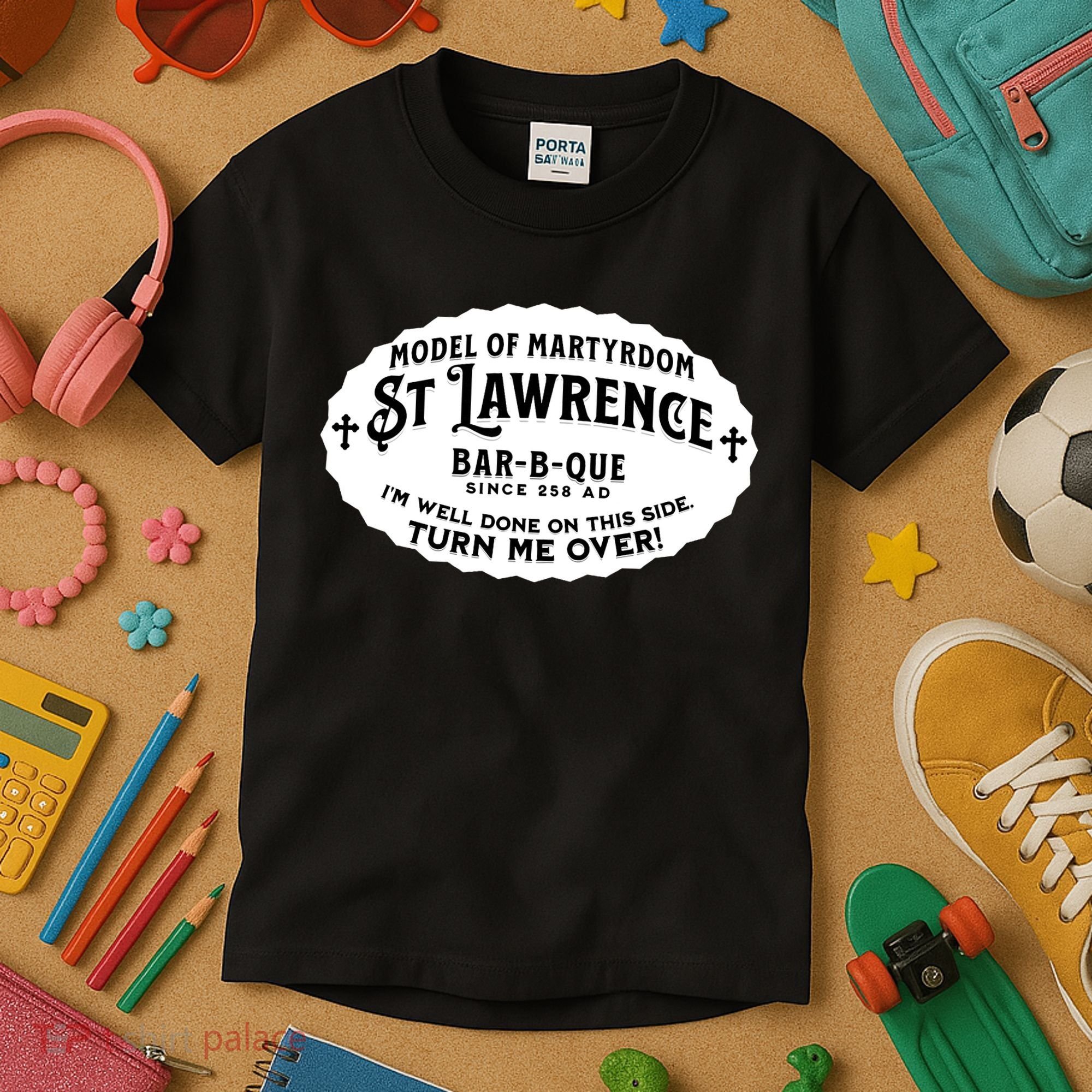 St Lawrence Catholic BBQ Fathers Day gift Deacon Kids T-Shirt