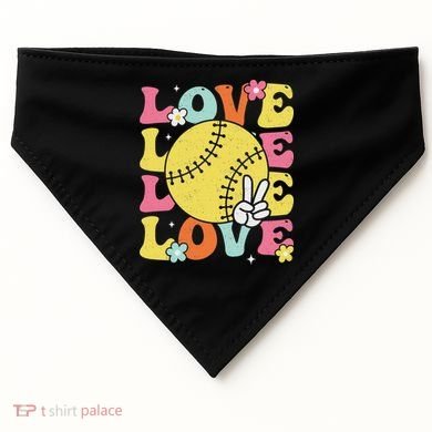 Softball Love Cute Softball  USA-Made Doggie Bandana