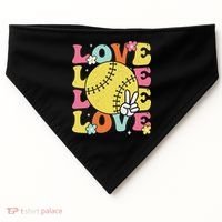 Softball Love Cute Softball  USA-Made Doggie Bandana thumb 0