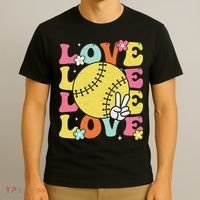 Softball Love Cute Softball  T-Shirt thumb 3