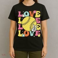 Softball Love Cute Softball  T-Shirt thumb 4