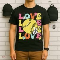 Softball Love Cute Softball  T-Shirt thumb 6