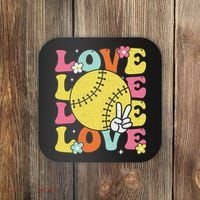 Softball Love Cute Softball  Coaster thumb 0