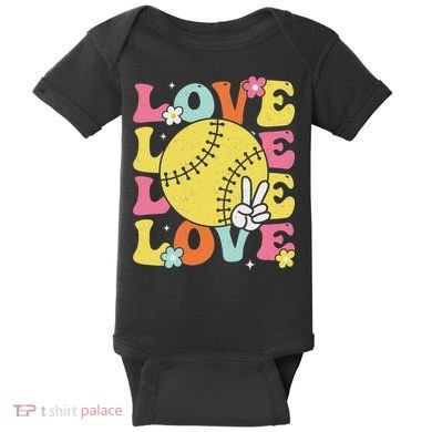 Softball Love Cute Softball  Baby Bodysuit