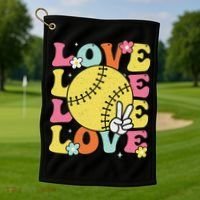 Softball Love Cute Softball  Golf Towel thumb 1