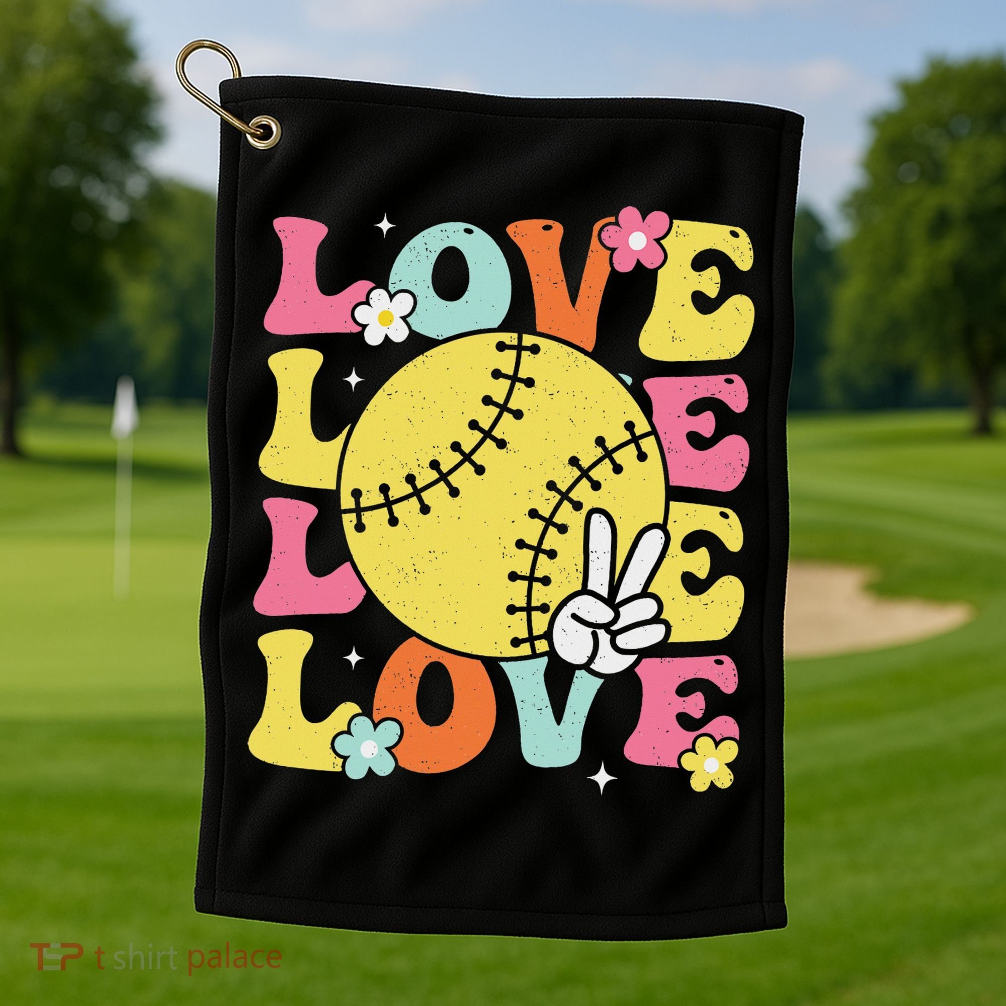 Softball Love Cute Softball  Golf Towel