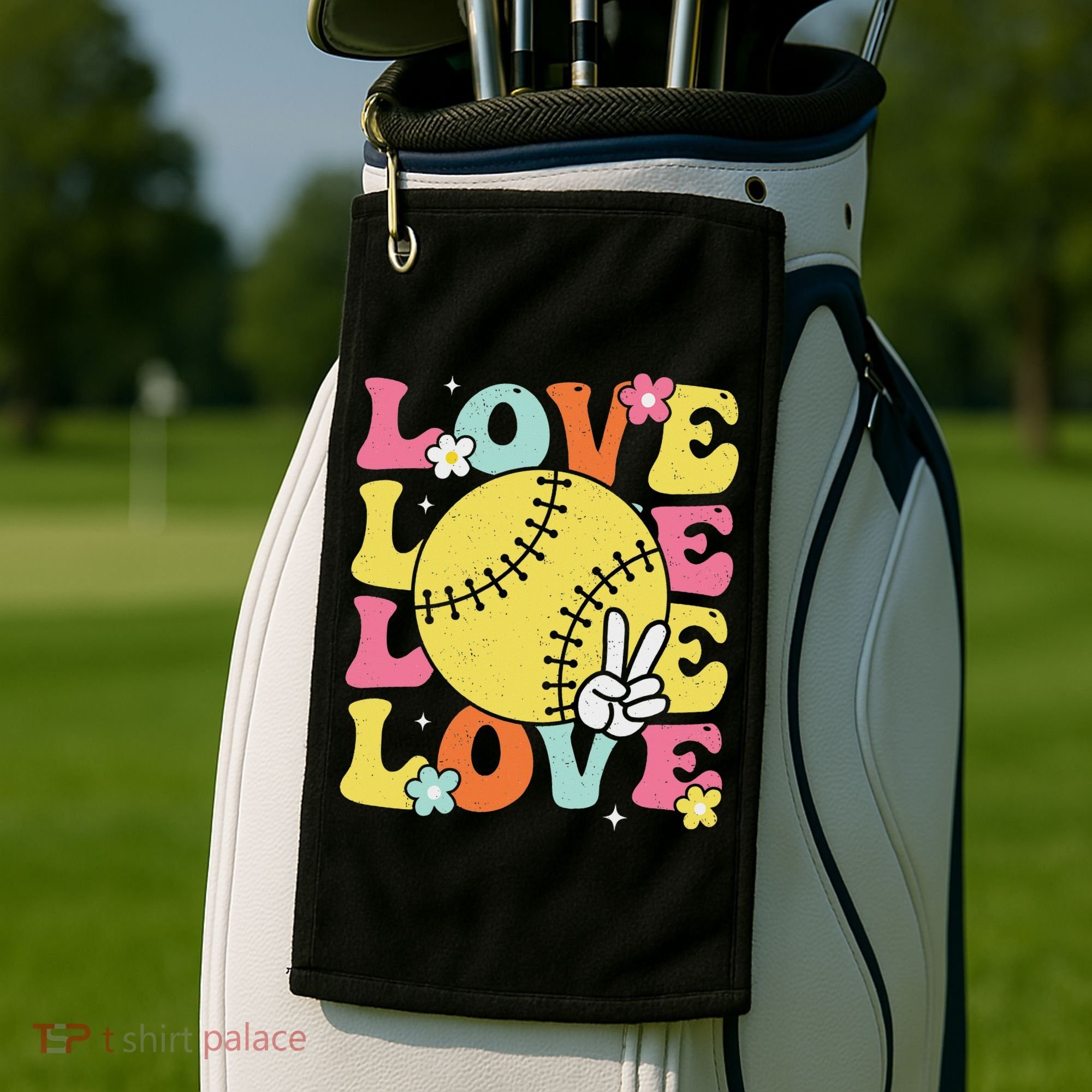 Softball Love Cute Softball  Golf Towel