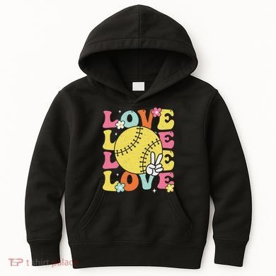 Softball Love Cute Softball  Kids Hoodie