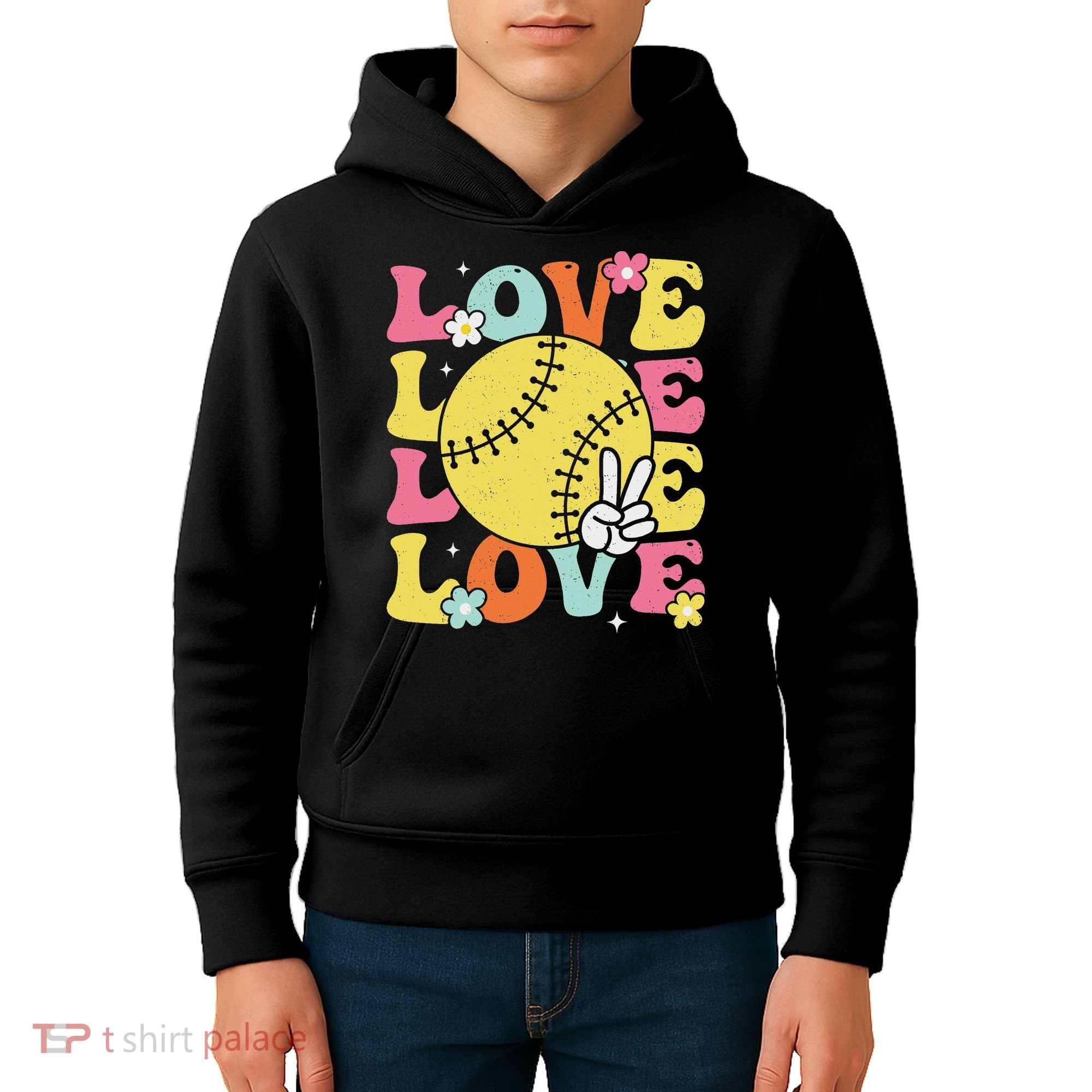 Softball Love Cute Softball  Kids Hoodie