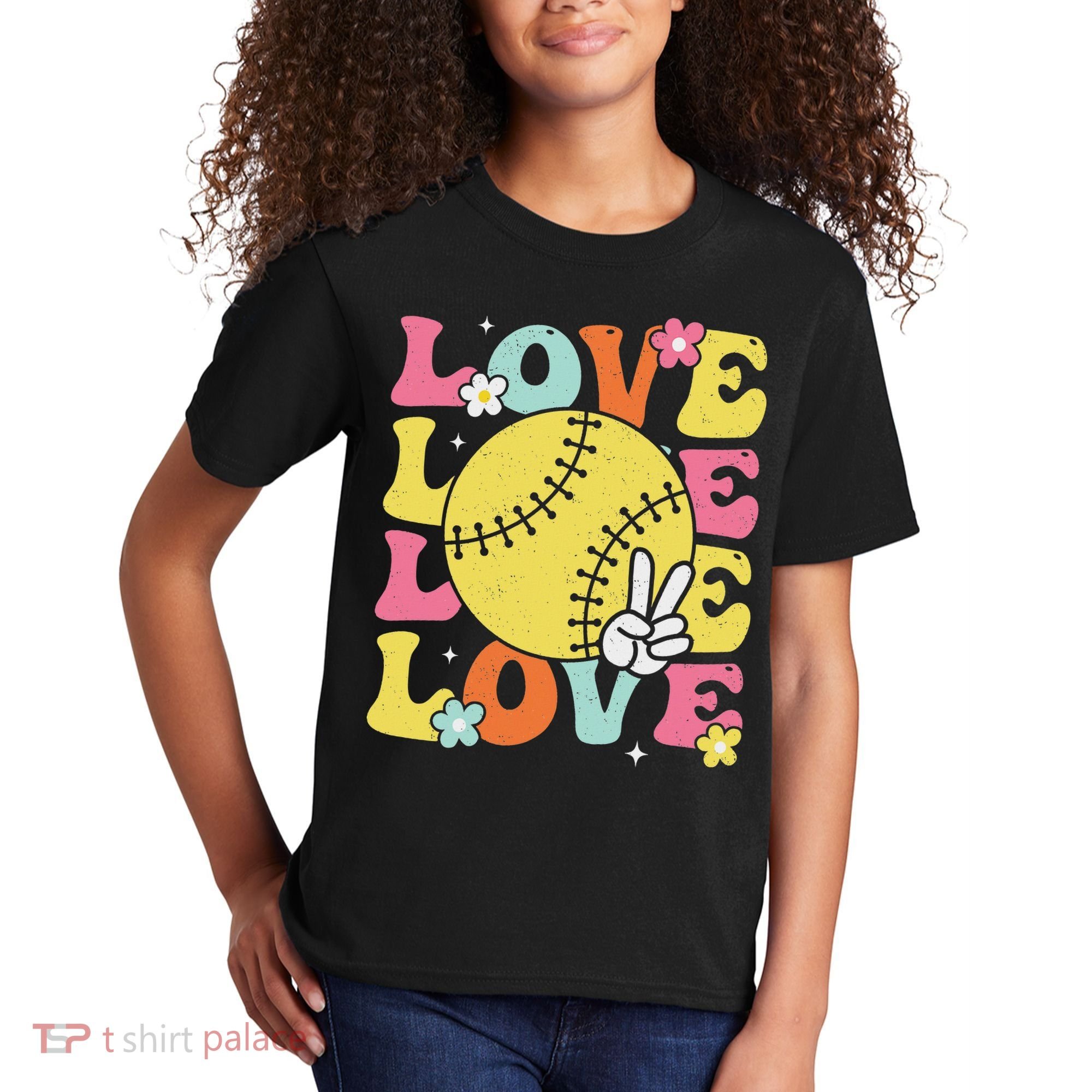 Softball Love Cute Softball  Kids T-Shirt