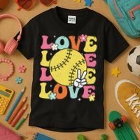Softball Love Cute Softball  Kids T-Shirt thumb 3