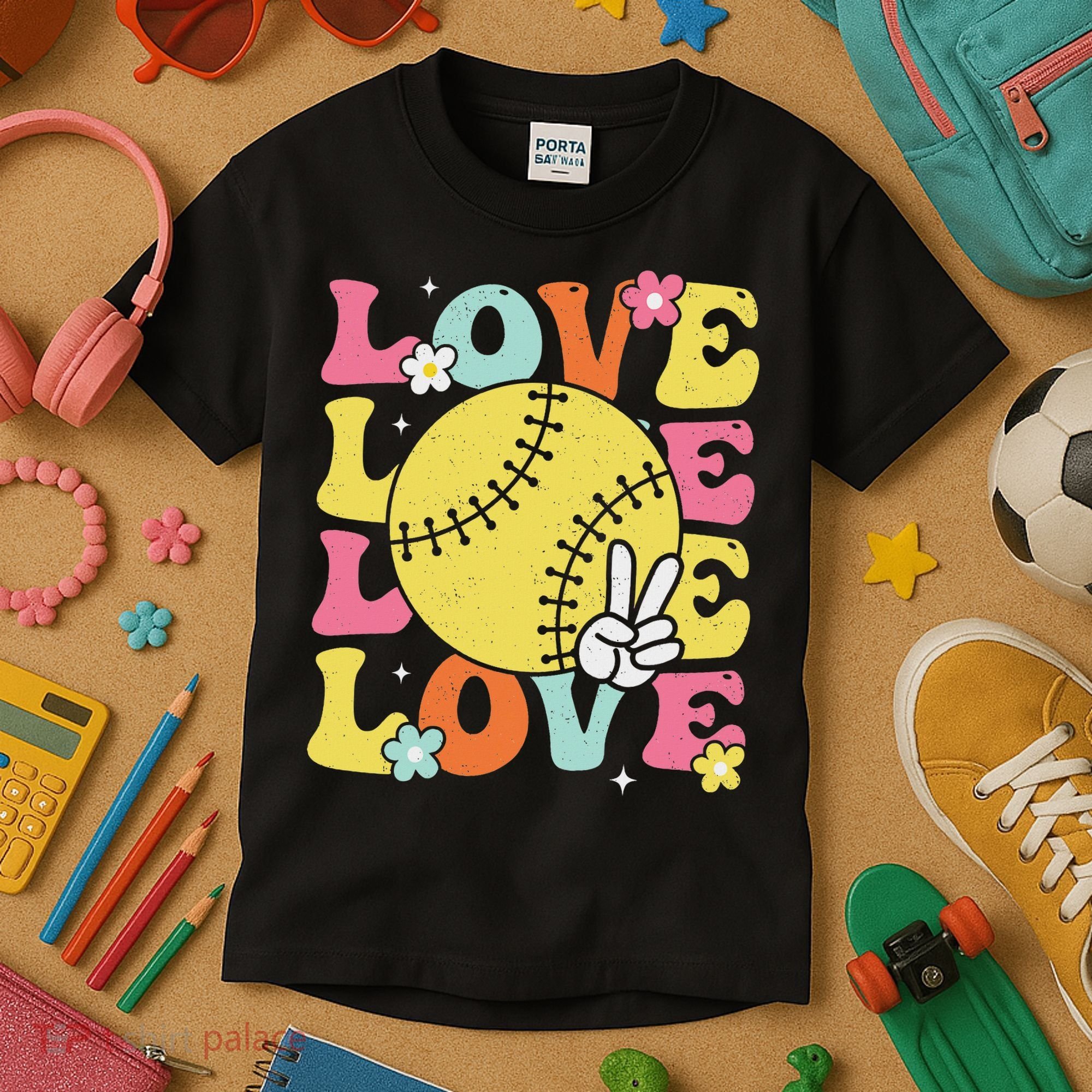 Softball Love Cute Softball  Kids T-Shirt