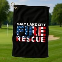 Salt Lake City Utah Fire Rescue Department Firefighters Duty Golf Towel thumb 1