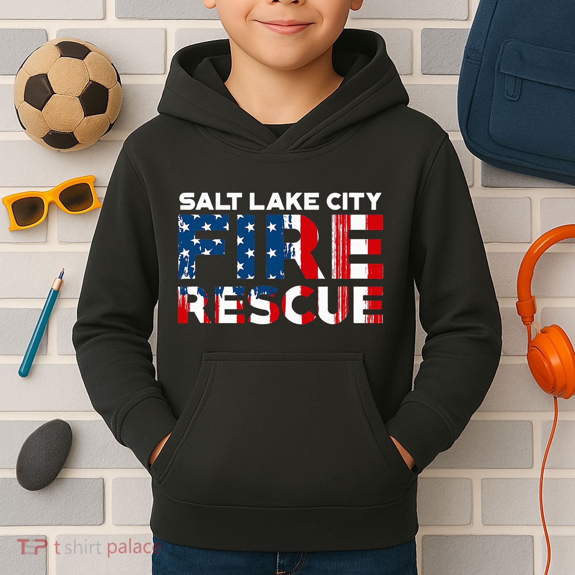 Salt Lake City Utah Fire Rescue Department Firefighters Duty Kids Hoodie