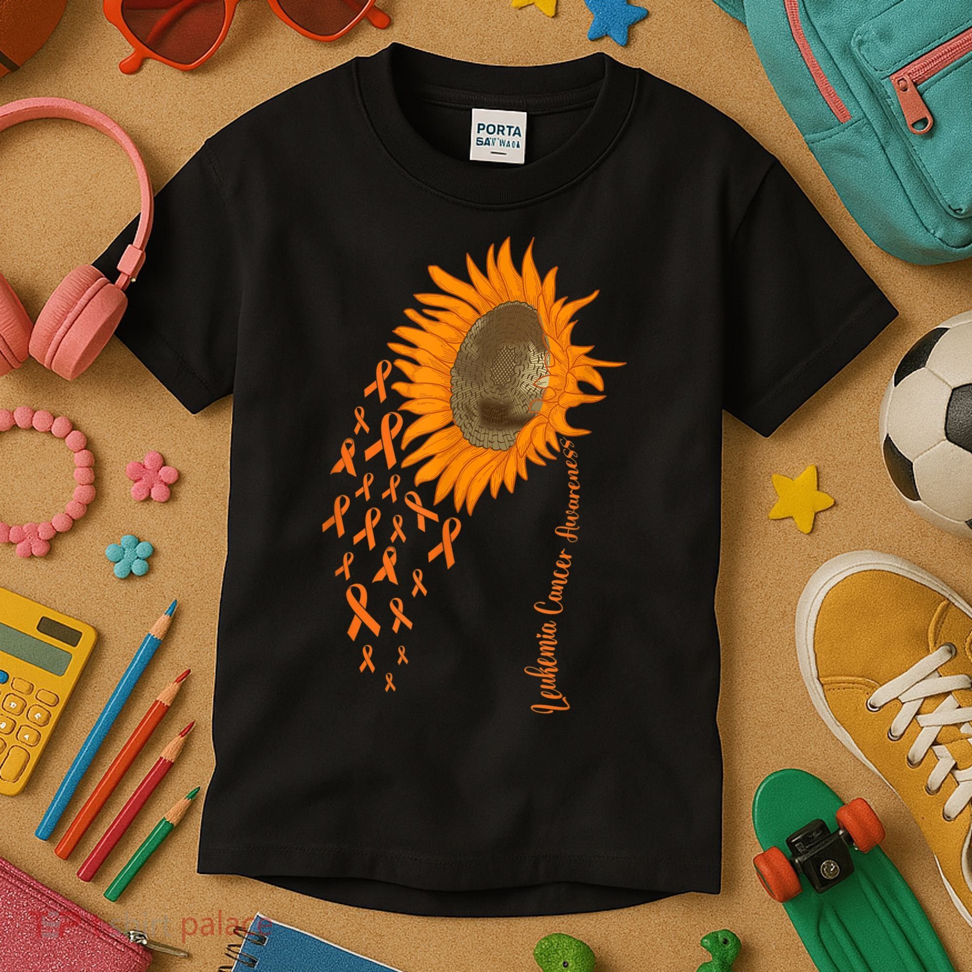 Sunflower Leukemia Cancer Awareness Kids T-Shirt