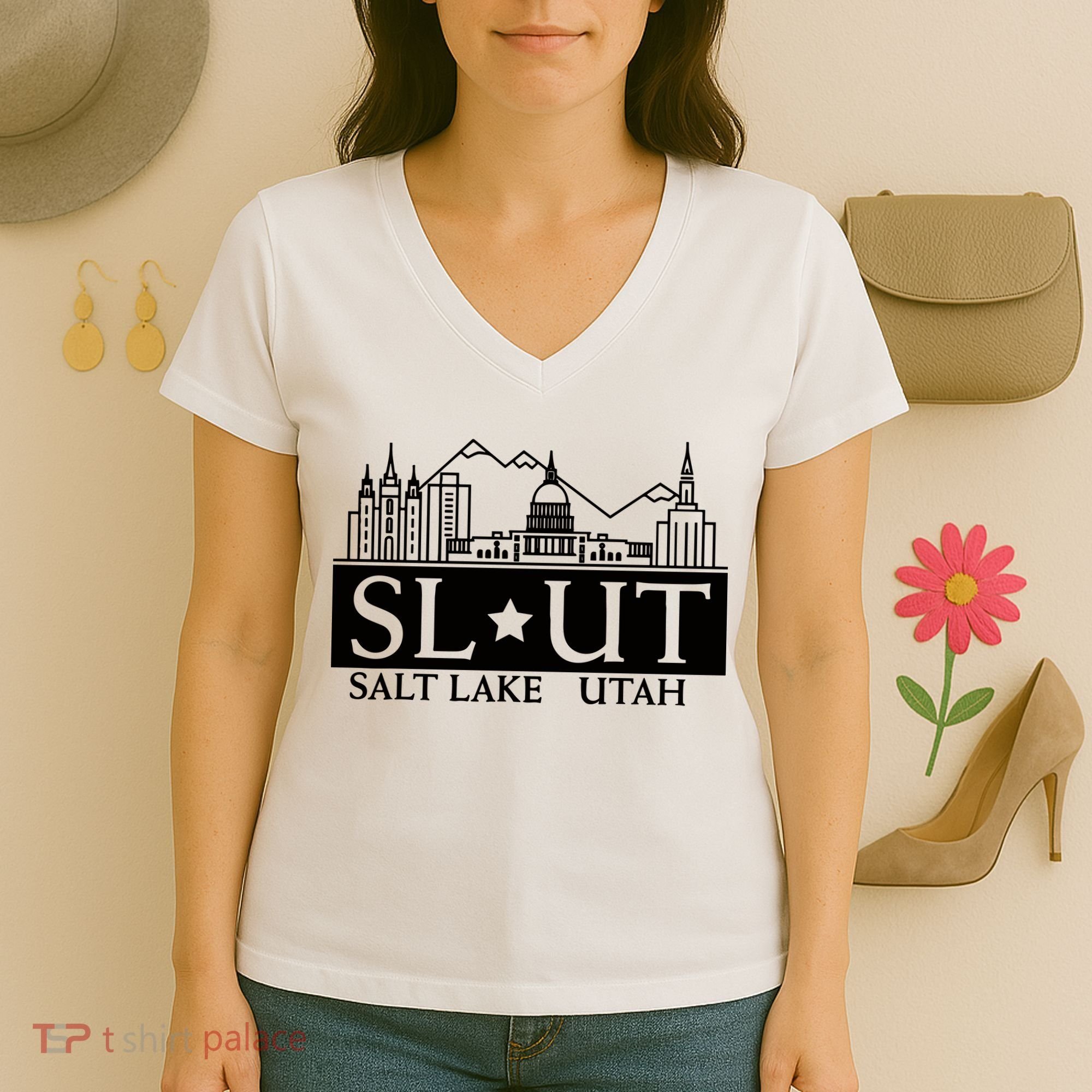 Salt Lake City Utah Ut Hometown Home State Pride Women's V-Neck T-Shirt