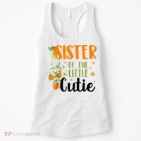 Sister Little Cutie Baby Shower Orange 1st Birthday Party Women's Tank Top thumb 0