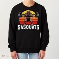 Sasquats Leg Day Weightlifting Bigfoot Squat Distressed 80s Women's Sweatshirt thumb 0