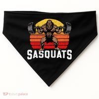 Sasquats Leg Day Weightlifting Bigfoot Squat Distressed 80s USA-Made Doggie Bandana thumb 0