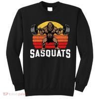 Sasquats Leg Day Weightlifting Bigfoot Squat Distressed 80s Sweatshirt thumb 0