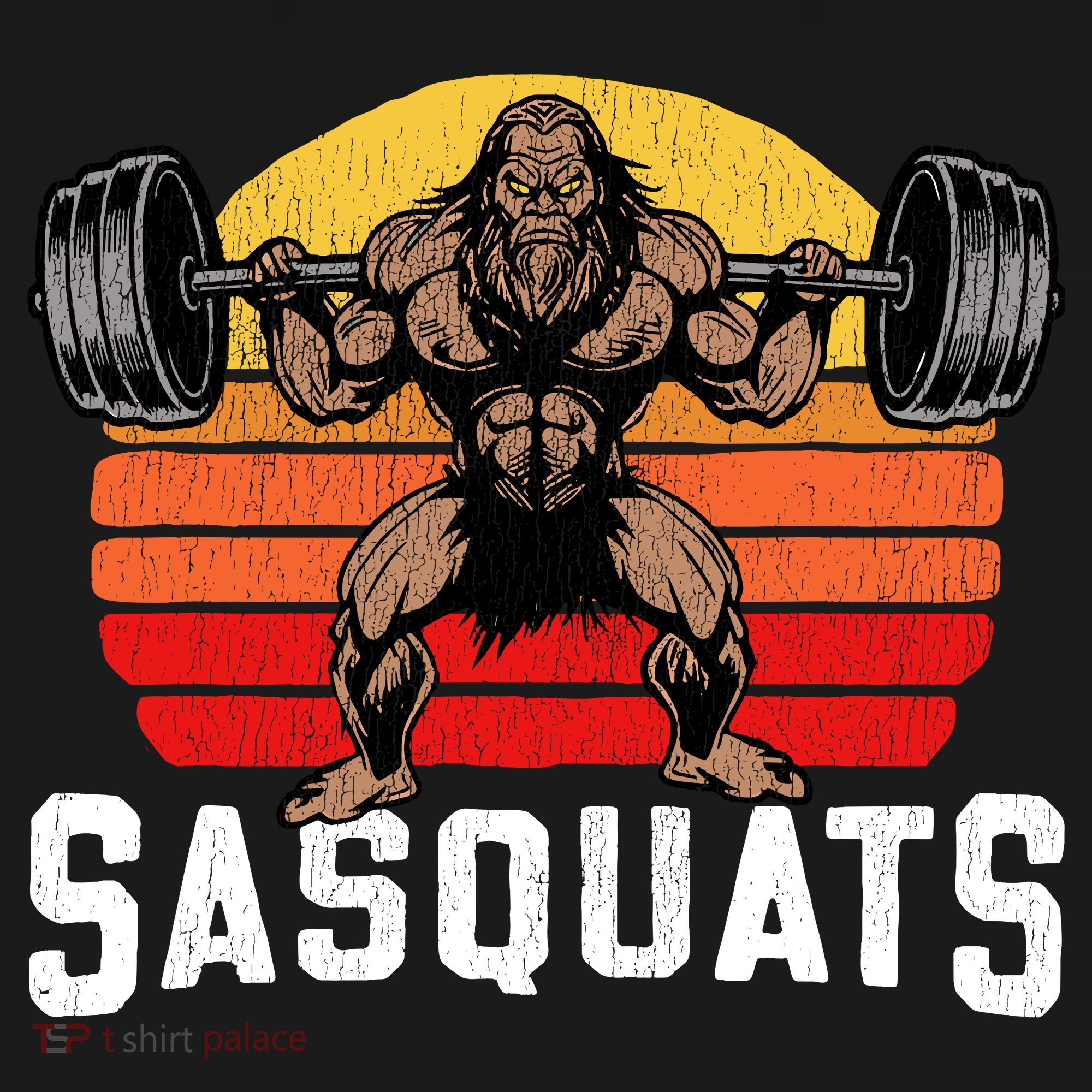 Sasquats Leg Day Weightlifting Bigfoot Squat Distressed 80s Sweatshirt