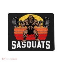 Sasquats Leg Day Weightlifting Bigfoot Squat Distressed 80s Mousepad thumb 0
