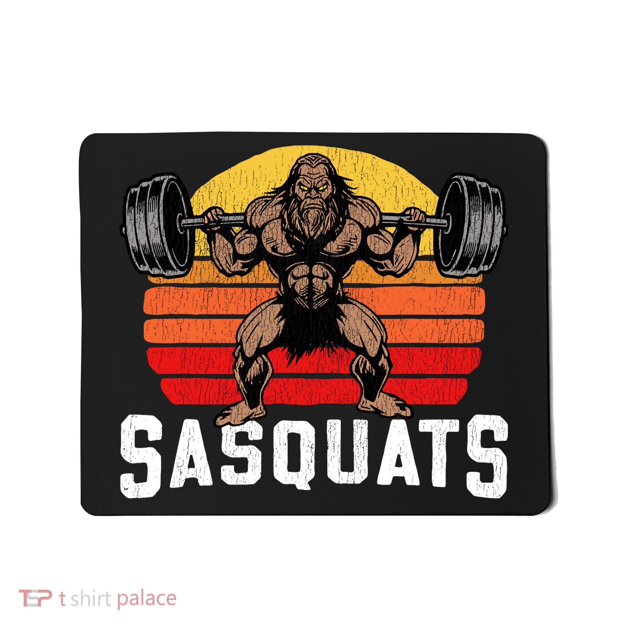 Sasquats Leg Day Weightlifting Bigfoot Squat Distressed 80s Mousepad
