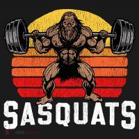 Sasquats Leg Day Weightlifting Bigfoot Squat Distressed 80s Mousepad thumb 1