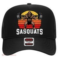Sasquats Leg Day Weightlifting Bigfoot Squat Distressed 80s Hat thumb 0