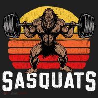 Sasquats Leg Day Weightlifting Bigfoot Squat Distressed 80s Hat thumb 2