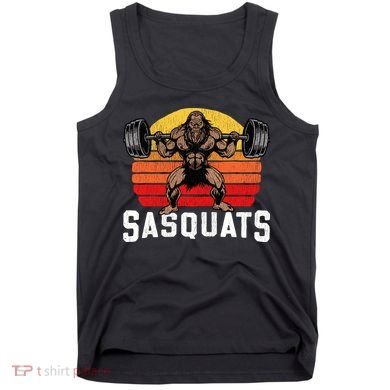 Sasquats Leg Day Weightlifting Bigfoot Squat Distressed 80s Tank Top