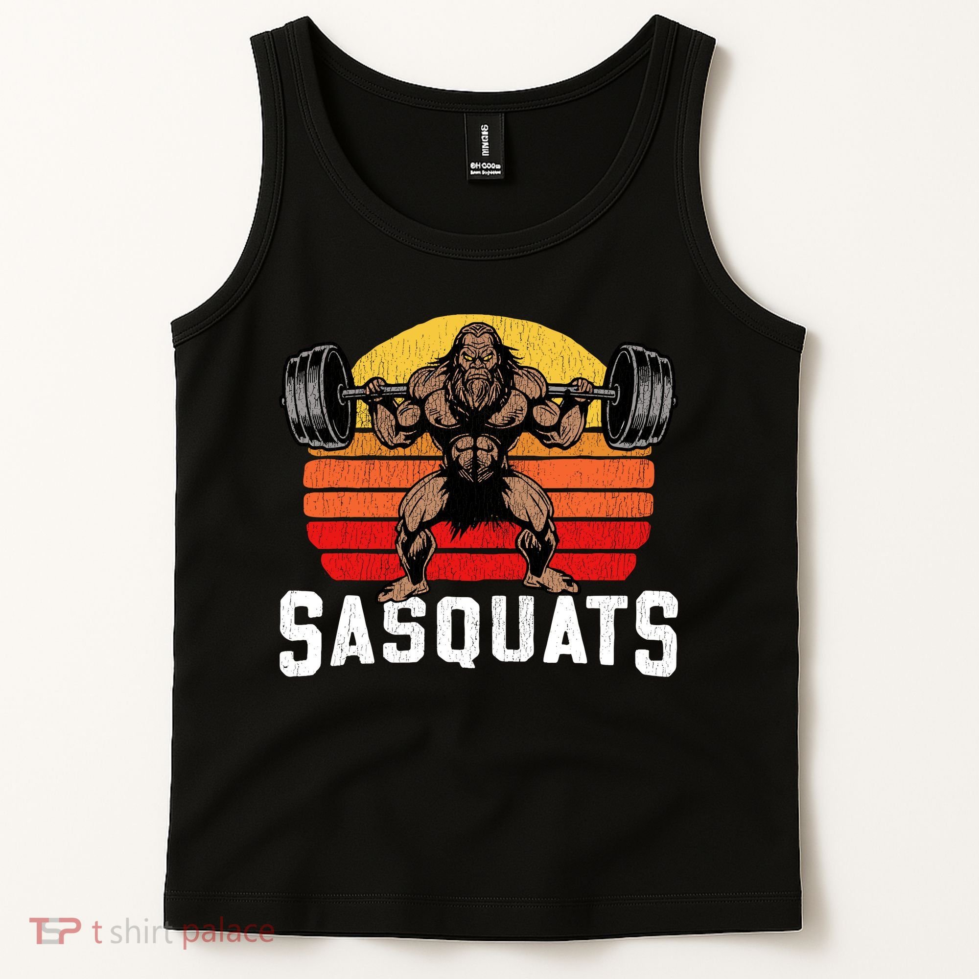 Sasquats Leg Day Weightlifting Bigfoot Squat Distressed 80s Tank Top