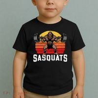 Sasquats Leg Day Weightlifting Bigfoot Squat Distressed 80s Toddler T-Shirt thumb 2