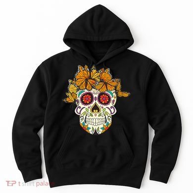 Skull Lover Dia De Los Muertos Monarch Butterfly Sugar Hoodie