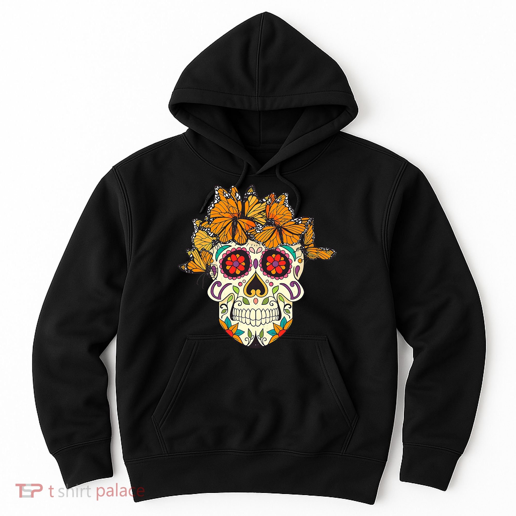 Skull Lover Dia De Los Muertos Monarch Butterfly Sugar Hoodie