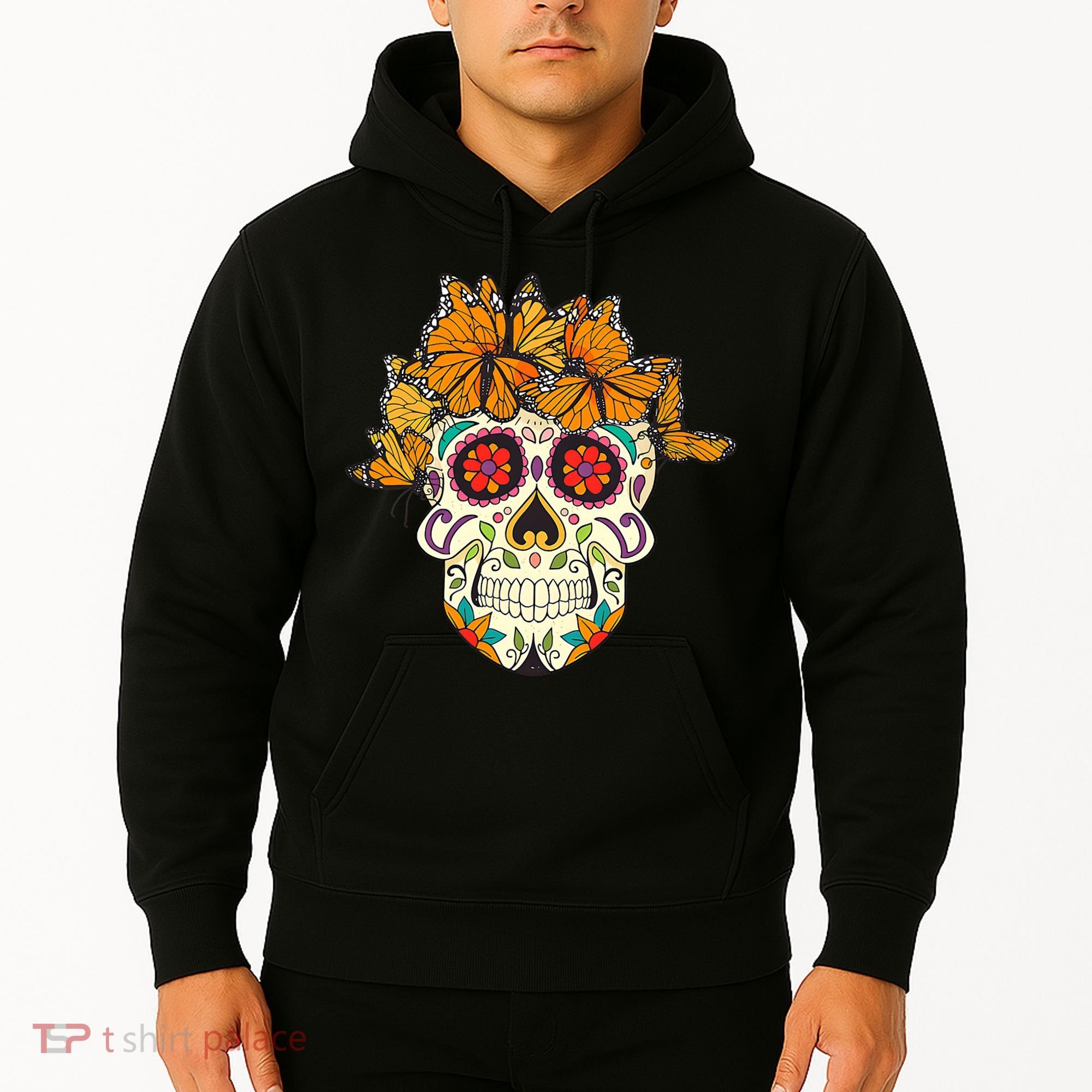 Skull Lover Dia De Los Muertos Monarch Butterfly Sugar Hoodie