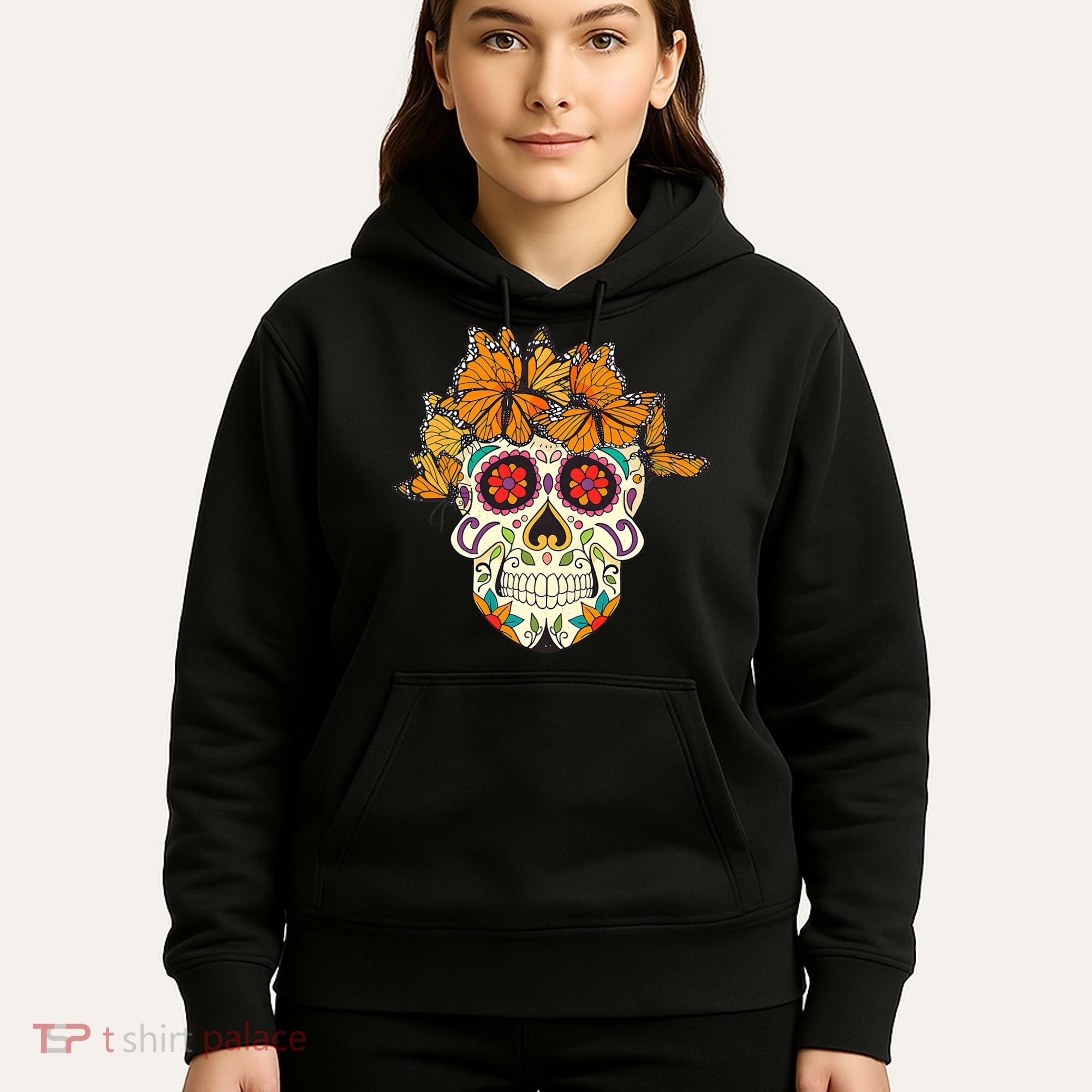 Skull Lover Dia De Los Muertos Monarch Butterfly Sugar Hoodie
