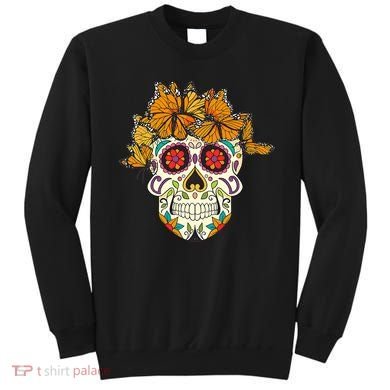 Skull Lover Dia De Los Muertos Monarch Butterfly Sugar Sweatshirt