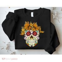 Skull Lover Dia De Los Muertos Monarch Butterfly Sugar Sweatshirt thumb 2