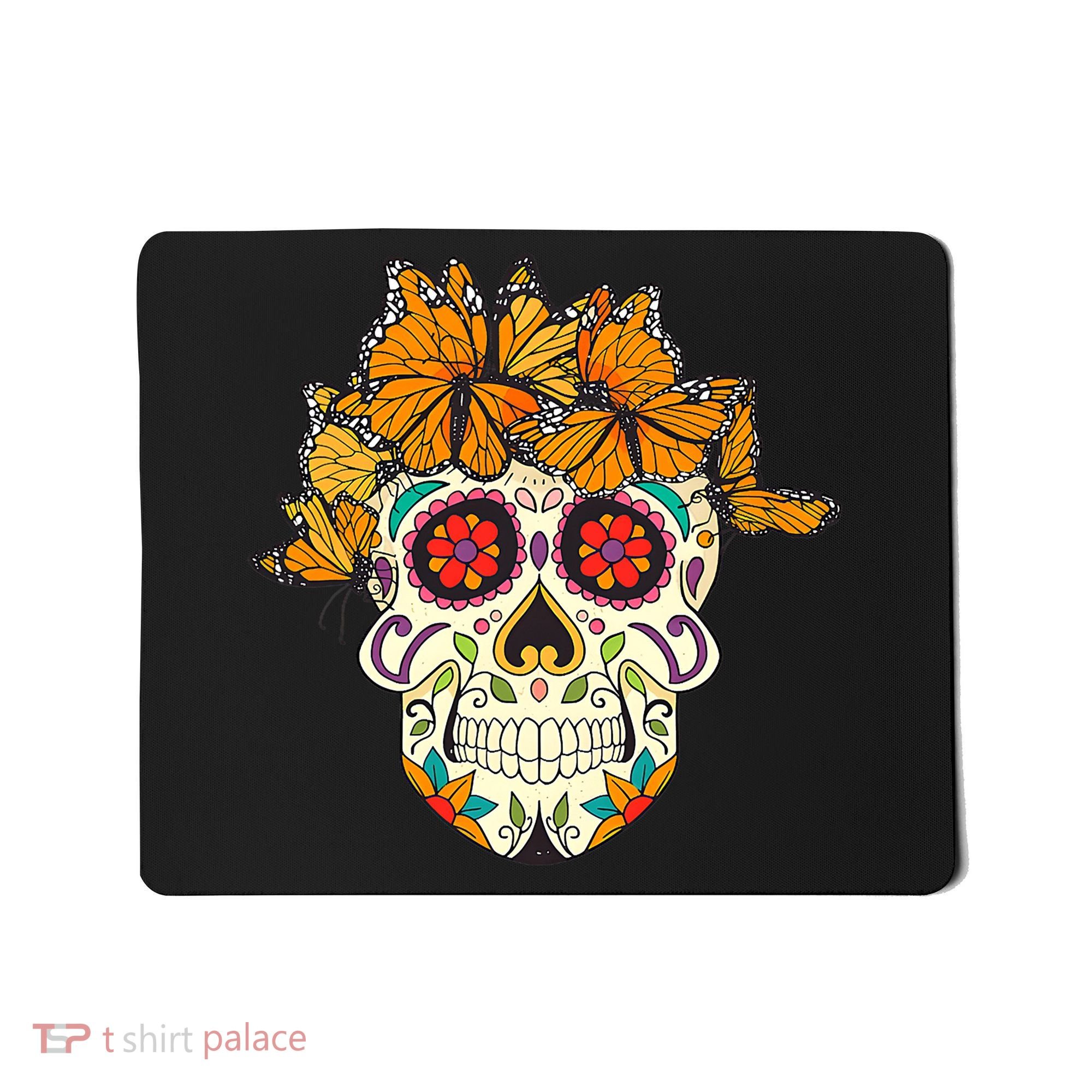 Skull Lover Dia De Los Muertos Monarch Butterfly Sugar Mousepad
