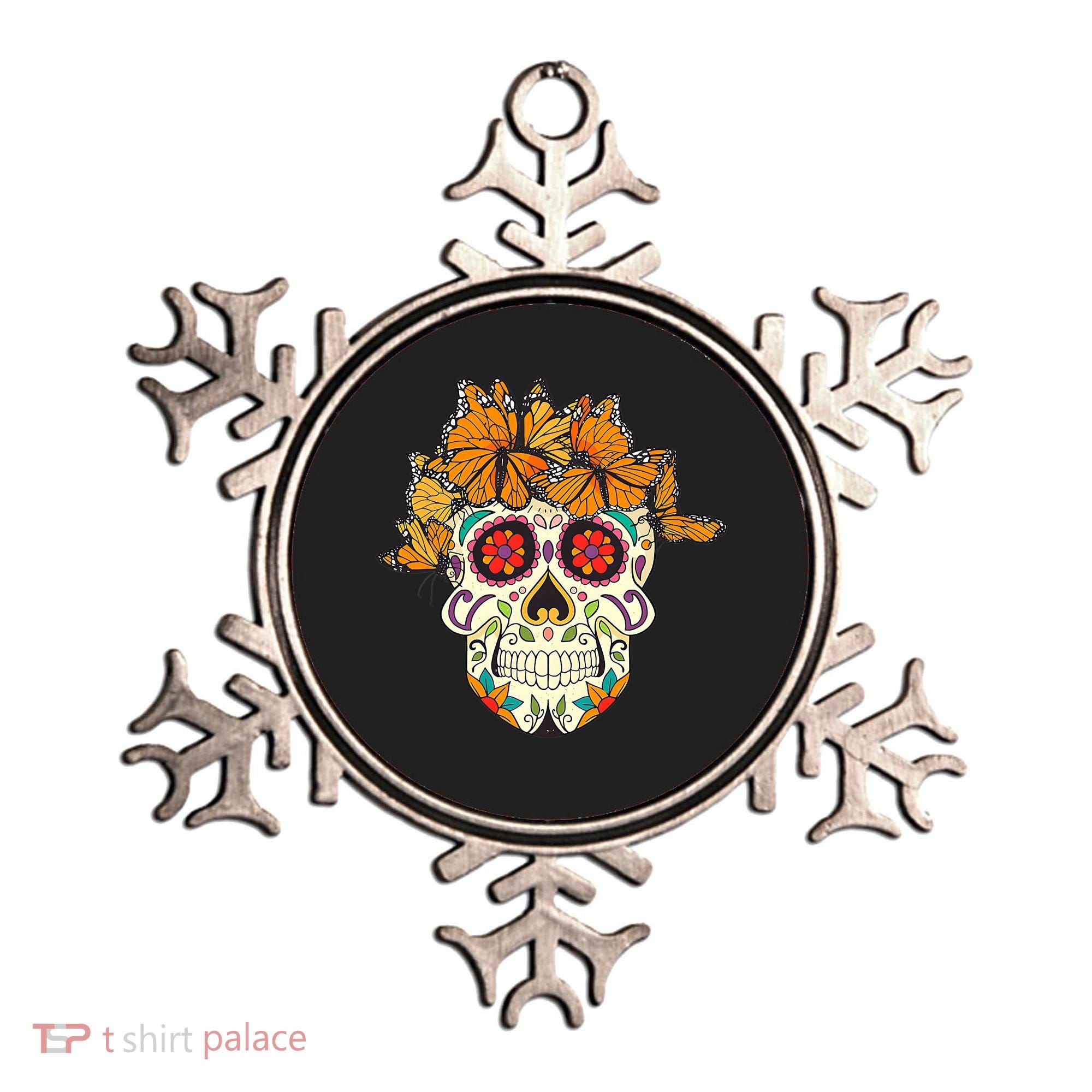 Skull Lover Dia De Los Muertos Monarch Butterfly Sugar Ornament
