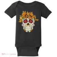 Skull Lover Dia De Los Muertos Monarch Butterfly Sugar Baby Bodysuit thumb 0