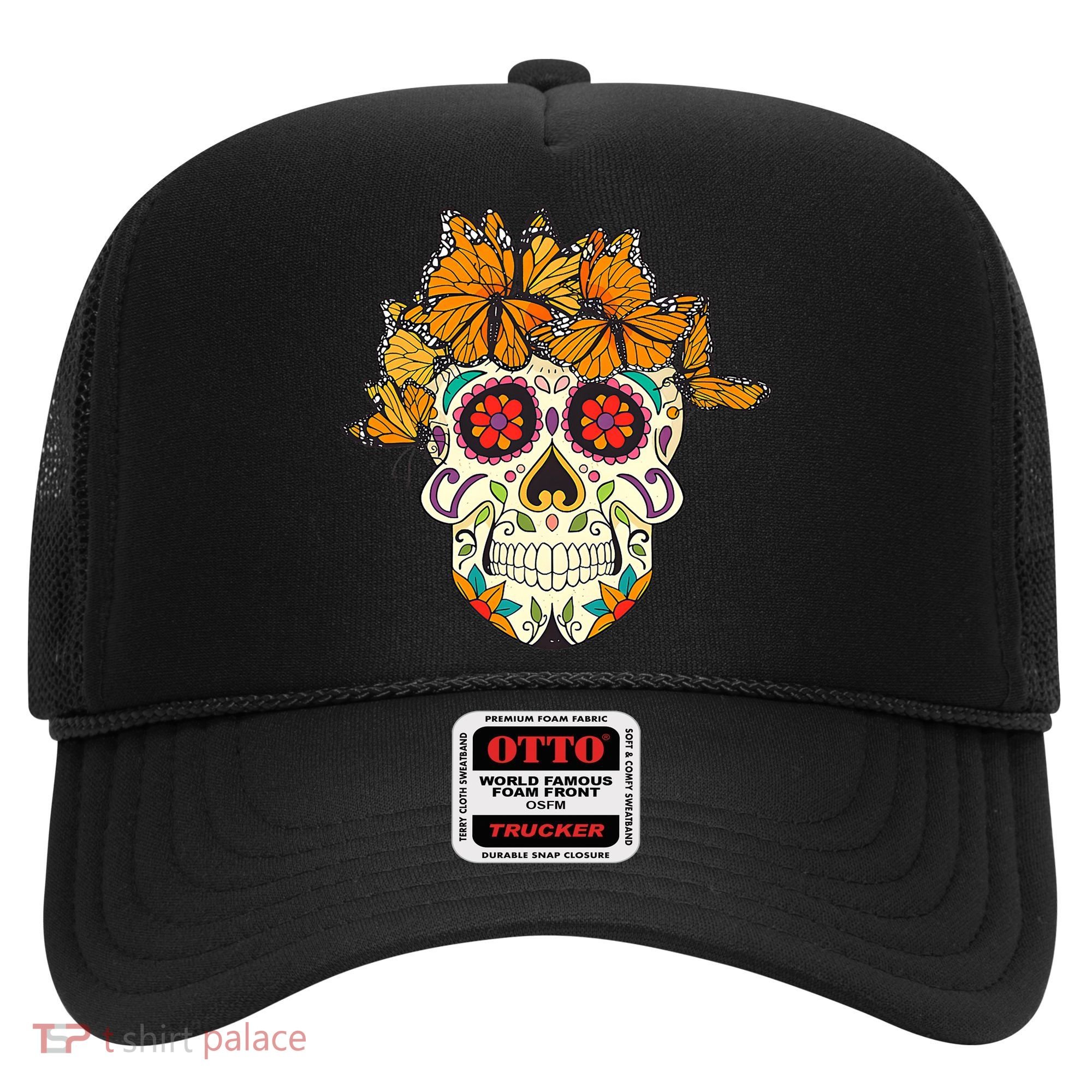 Skull Lover Dia De Los Muertos Monarch Butterfly Sugar Hat