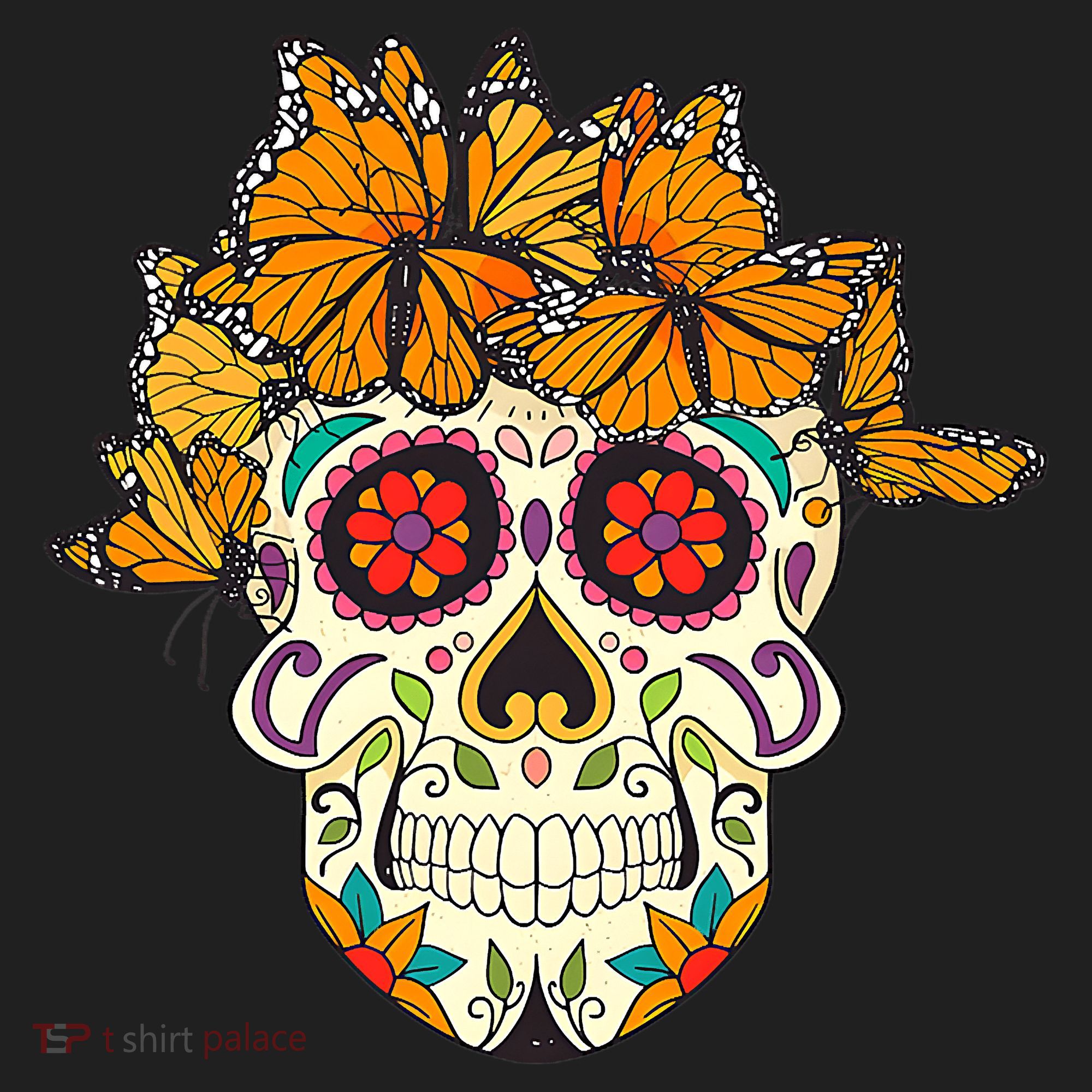 Skull Lover Dia De Los Muertos Monarch Butterfly Sugar Hat