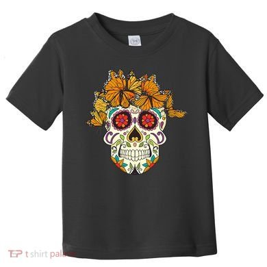 Skull Lover Dia De Los Muertos Monarch Butterfly Sugar Toddler T-Shirt