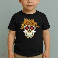 Skull Lover Dia De Los Muertos Monarch Butterfly Sugar Toddler T-Shirt thumb 2
