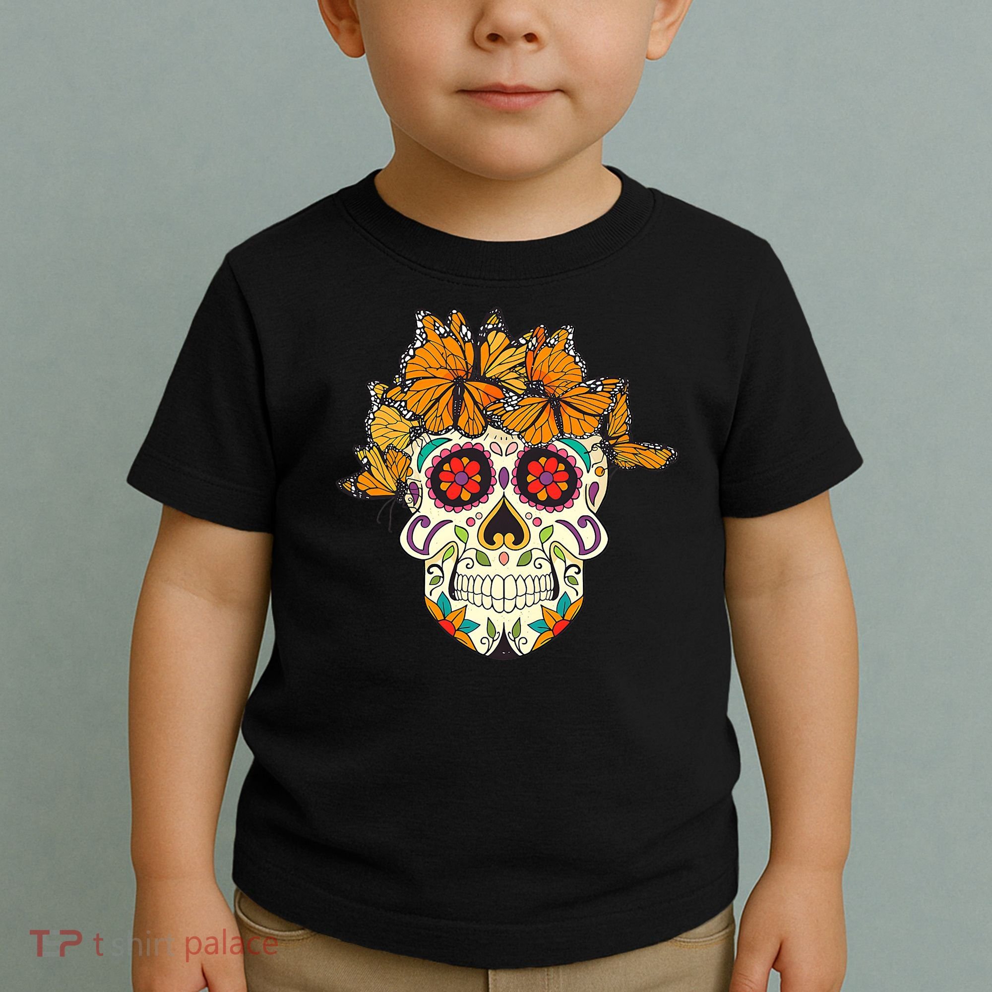 Skull Lover Dia De Los Muertos Monarch Butterfly Sugar Toddler T-Shirt