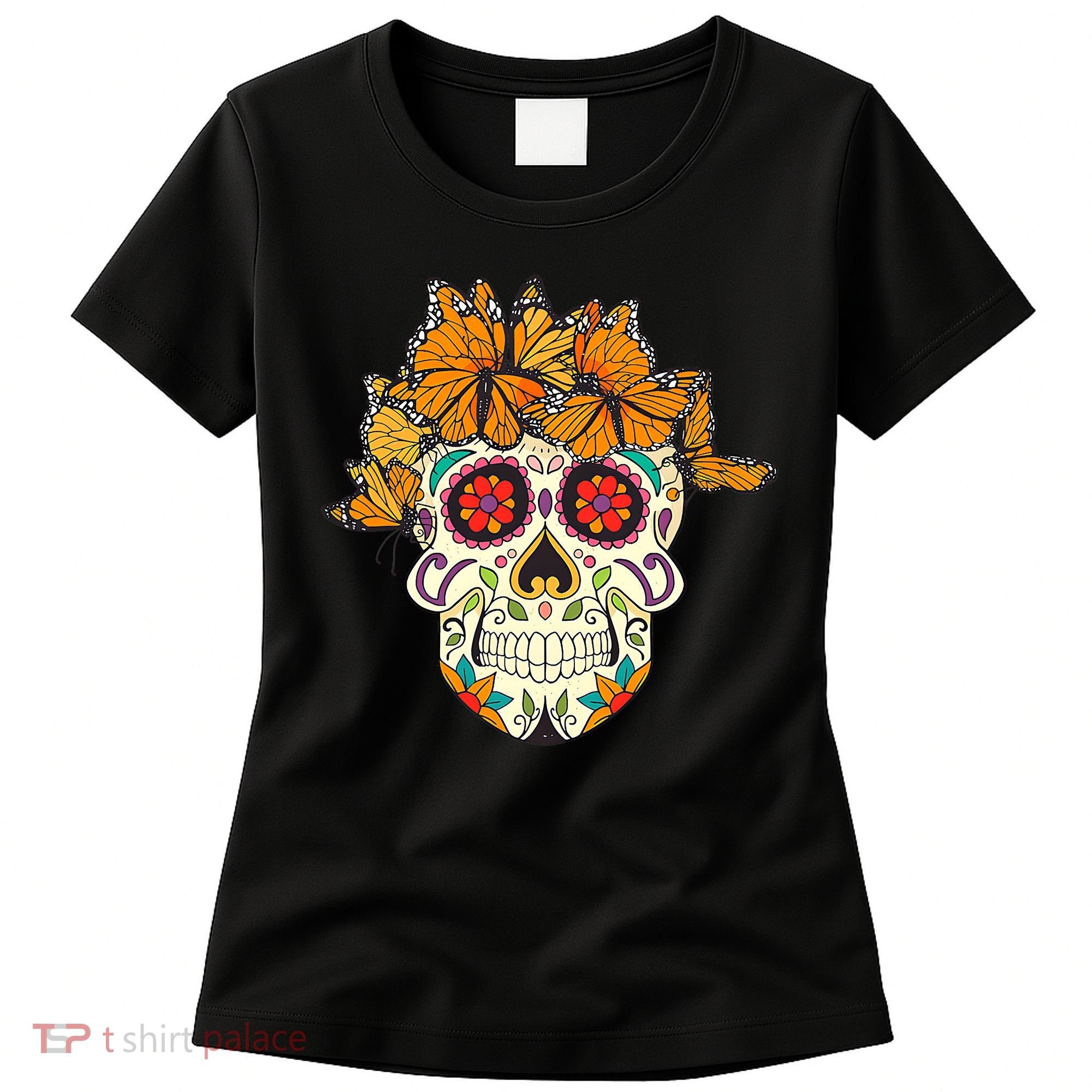 Skull Lover Dia De Los Muertos Monarch Butterfly Sugar Women's T-Shirt