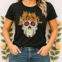 Skull Lover Dia De Los Muertos Monarch Butterfly Sugar Women's T-Shirt thumb 2