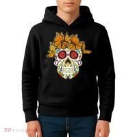 Skull Lover Dia De Los Muertos Monarch Butterfly Sugar Kids Hoodie thumb 4